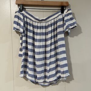 Blue Rain off shoulder stripped blouse sz s